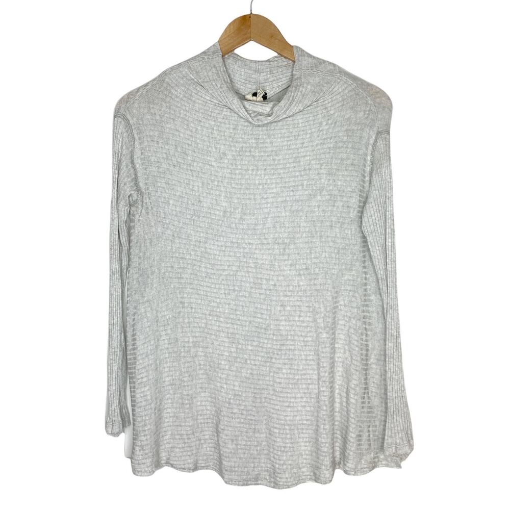 We The Free Grey Striped Mockneck Tunic Knit Open Back Top Size XS